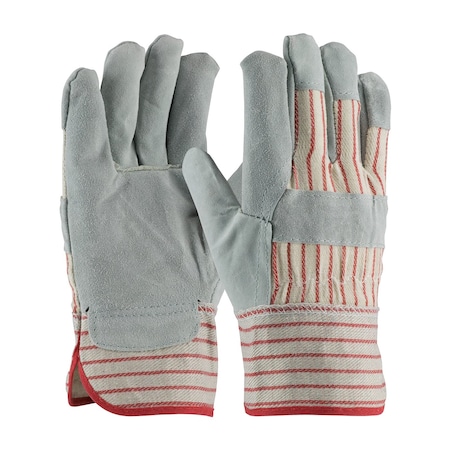 Pip Economy Grade Split Cowhide Leather Palm Glove with Fabric Back - Starched Safety Cuff, 12PK 85-7512CS